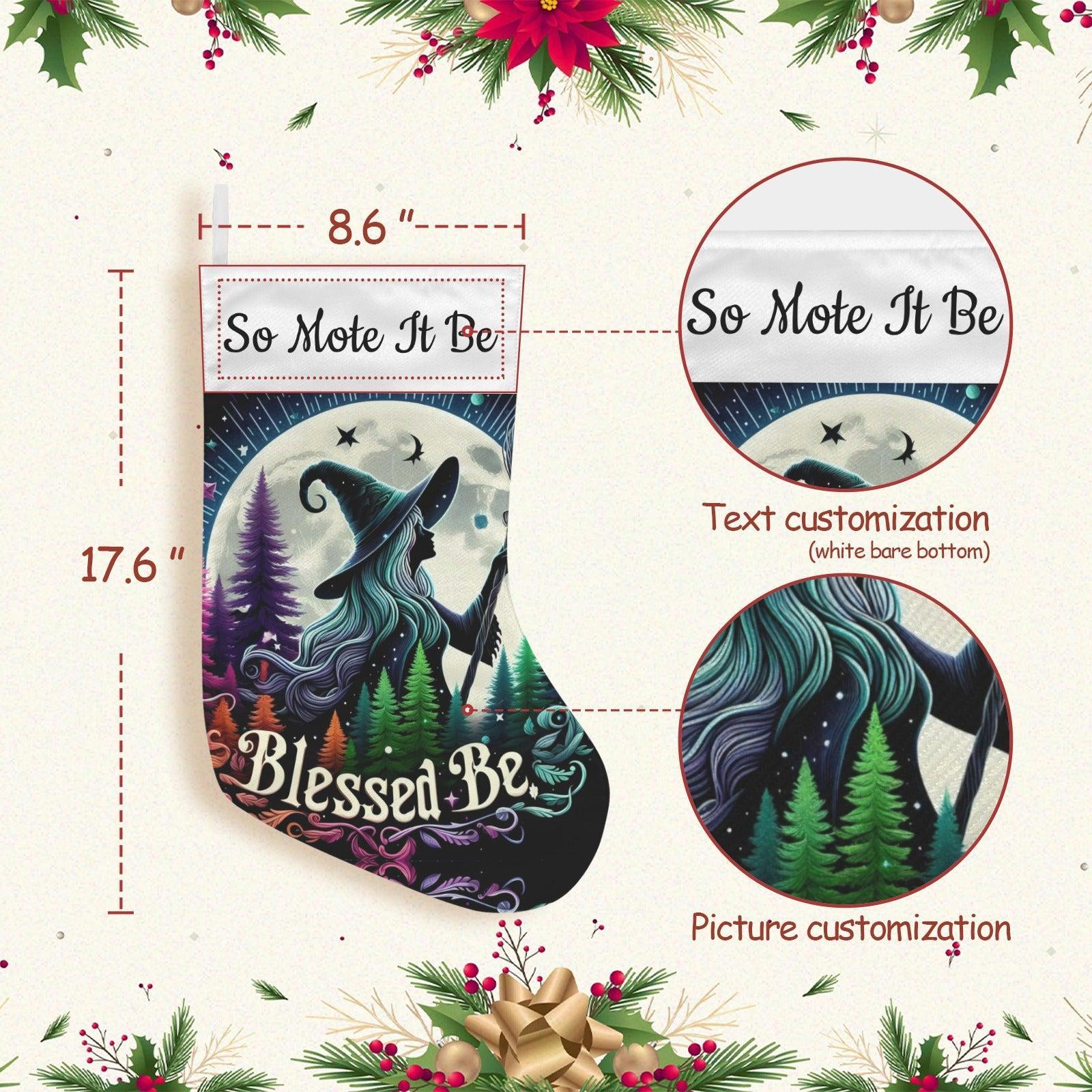 Yule Witch Christmas Stocking for Yule Decorations-MoonChildWorld