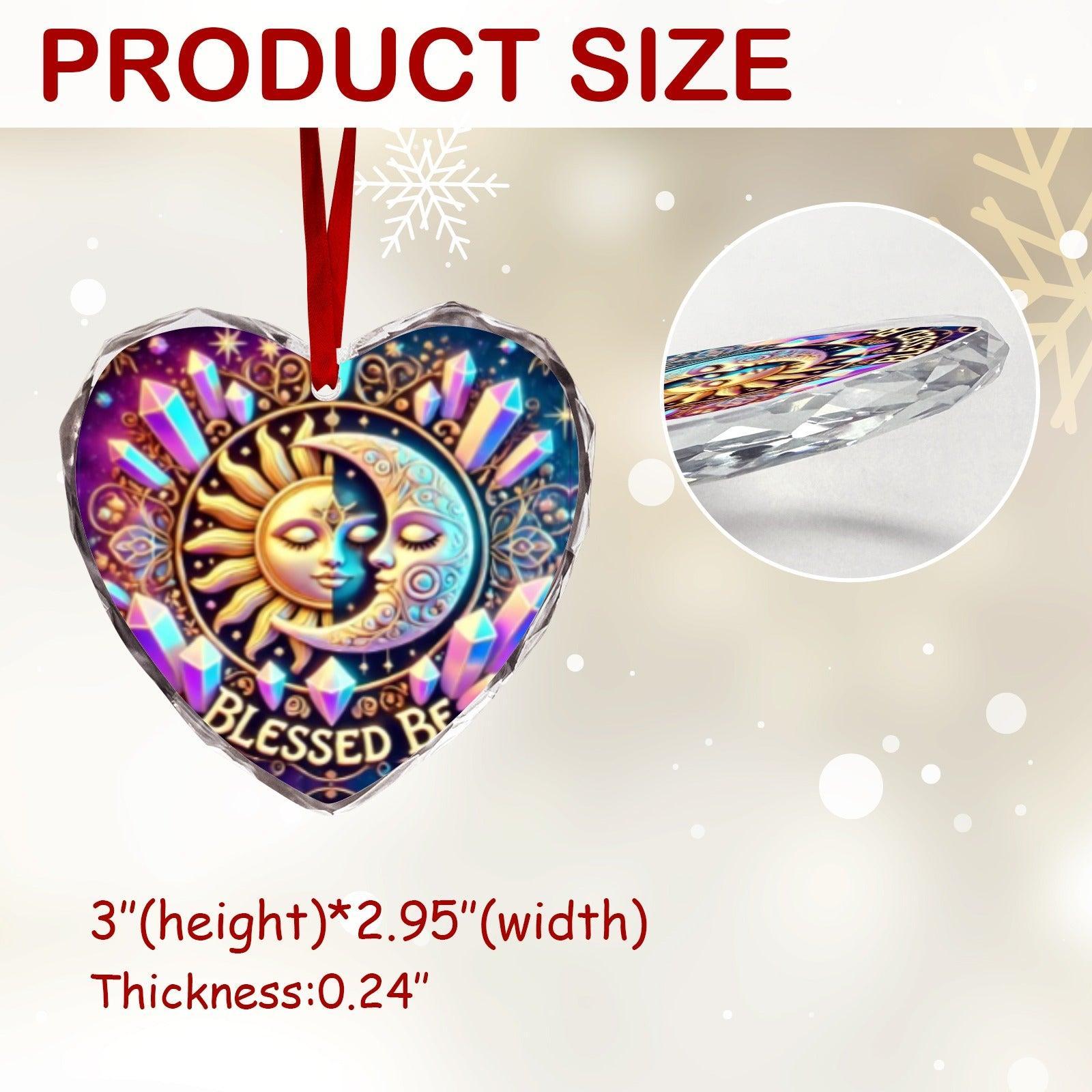 Pagan Sun Moon Wicca Christmas Heart-Shaped Crystal Glass Ornament-MoonChildWorld