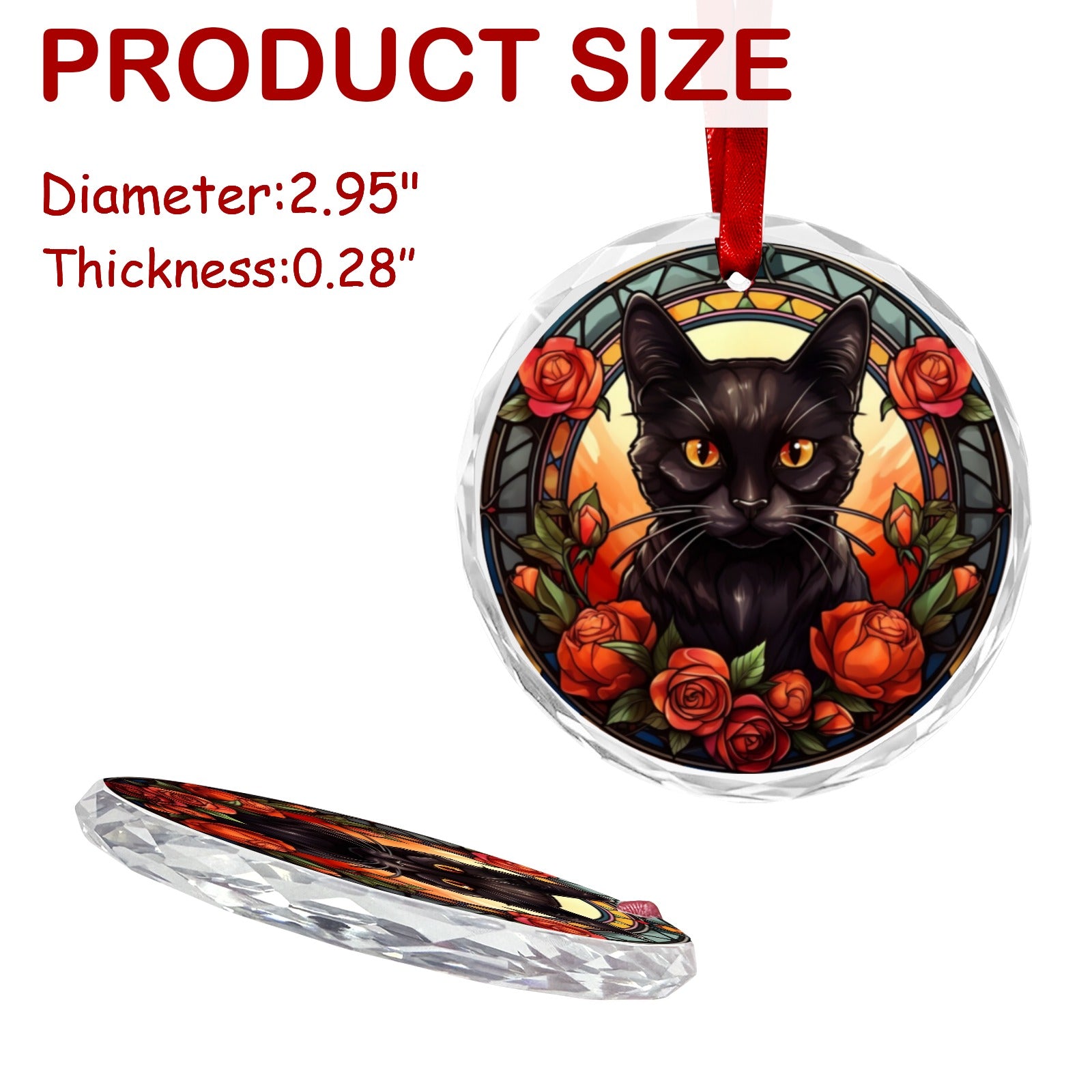 Black Cat Glass Christmas Ornament-MoonChildWorld