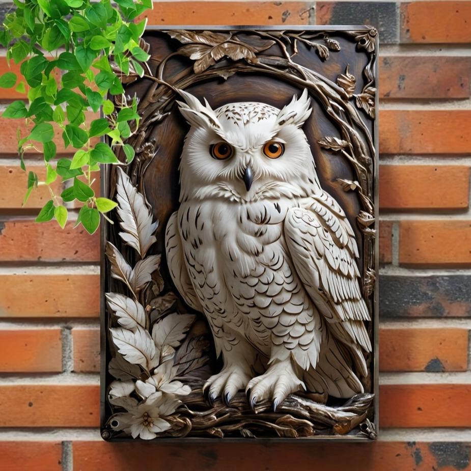 White Owl Metal Sign Spirit Animal Wall Sign Mystic Owl Home Decor-MoonChildWorld