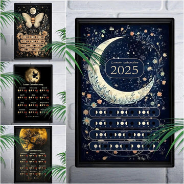 Witchy Metal Wall Art 2025 Wicca Moon Phases Calendar 2025 Lunar Moon Calendar-MoonChildWorld