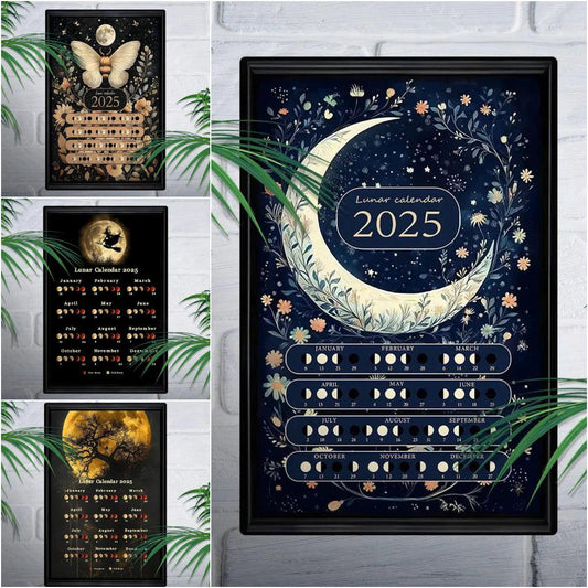 Witchy Metal Wall Art 2025 Wicca Moon Phases Calendar 2025 Lunar Moon Calendar