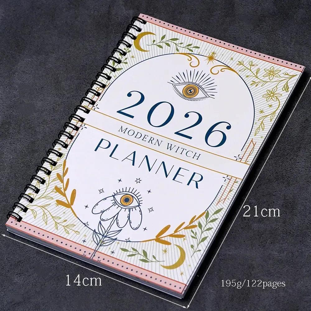 2026 Modern Witch Planner Witchy Journal Grimoire Moon Manifestation Tarot Journal Moon Phases 122 Pages Daily Spiritual-MoonChildWorld