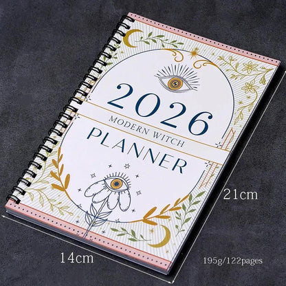 2026 Modern Witch Planner Witchy Journal Grimoire Moon Manifestation Tarot Journal Moon Phases 122 Pages Daily Spiritual-MoonChildWorld
