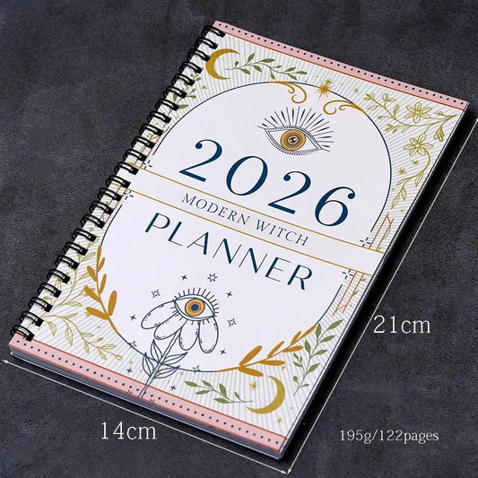 2026 Modern Witch Planner Witchy Journal Grimoire Moon Manifestation Tarot Journal Moon Phases 122 Pages Daily Spiritual-MoonChildWorld