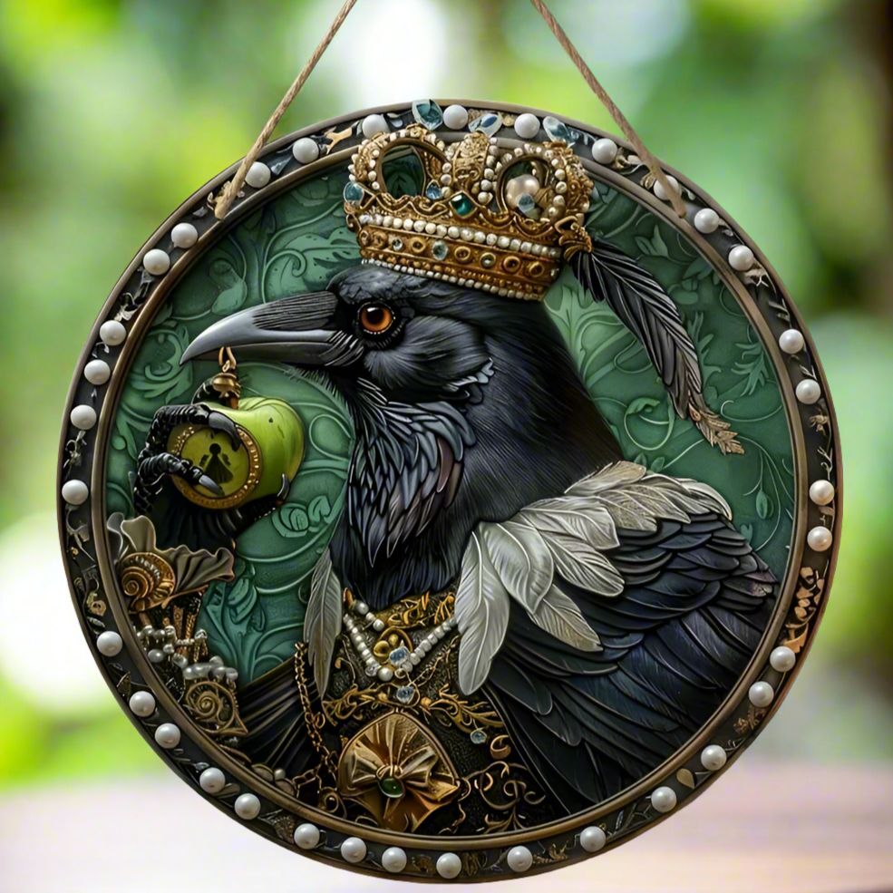 Steampunk Raven Suncatcher Gothic Acrylic Sign Witchy Window Art-MoonChildWorld