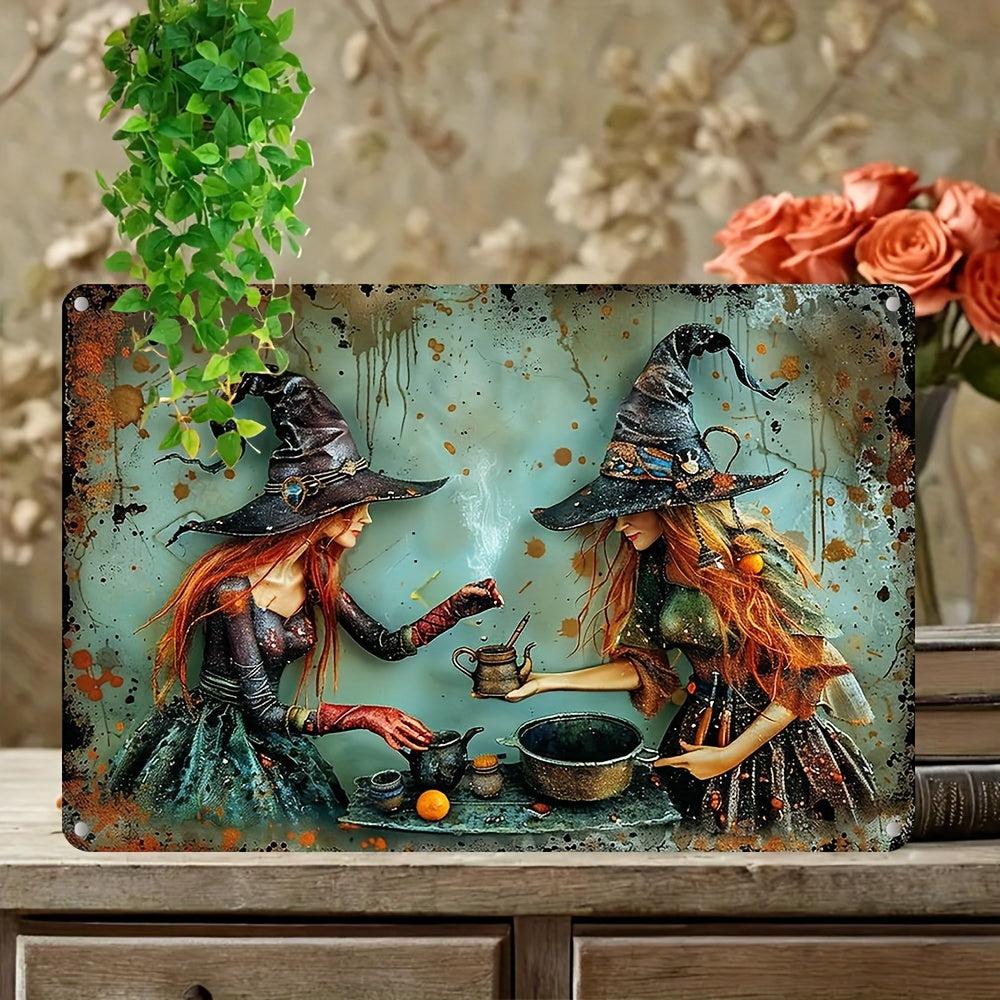 Kitchen Witch Wall Art Witchy Metal Sign for Halloween Wall Decor-MoonChildWorld