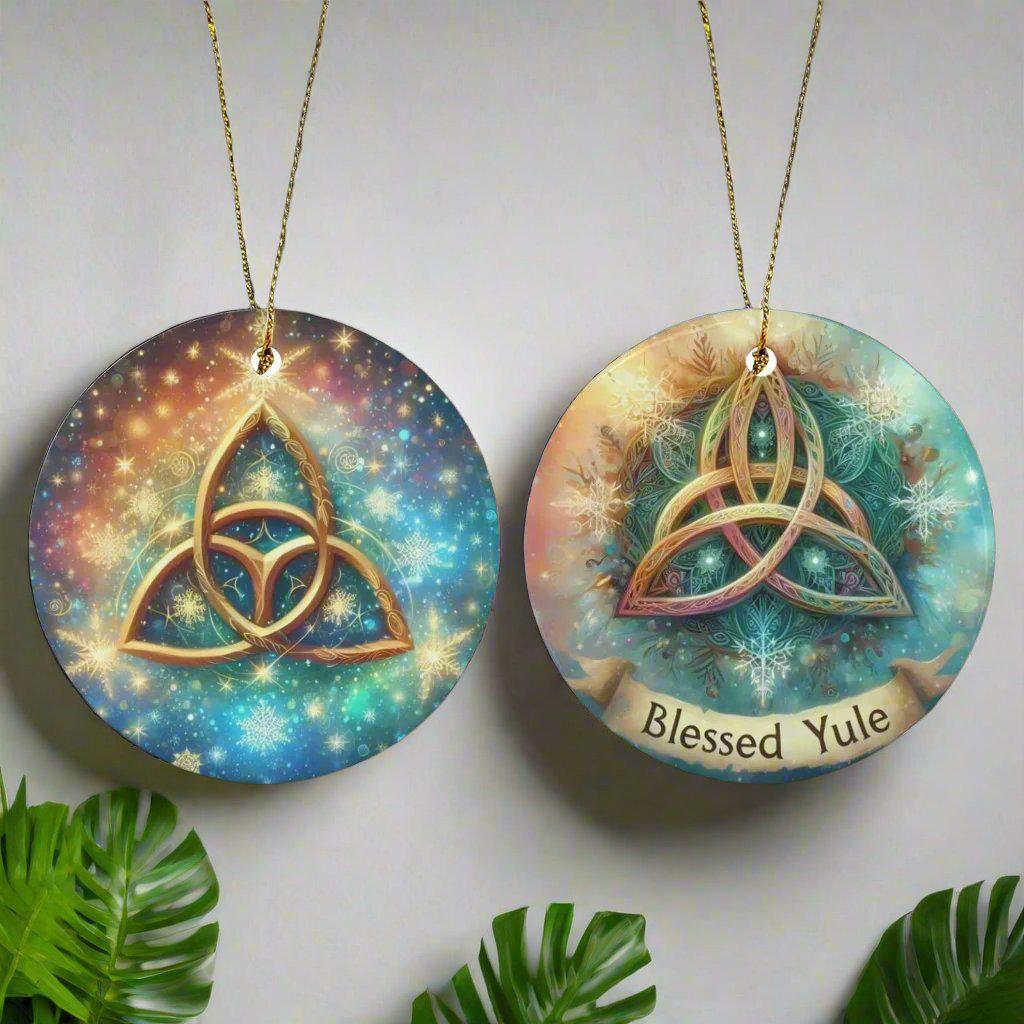 Celtic Triquetra Ceramic Christmas Ornament for Yule Tree Decorations-MoonChildWorld