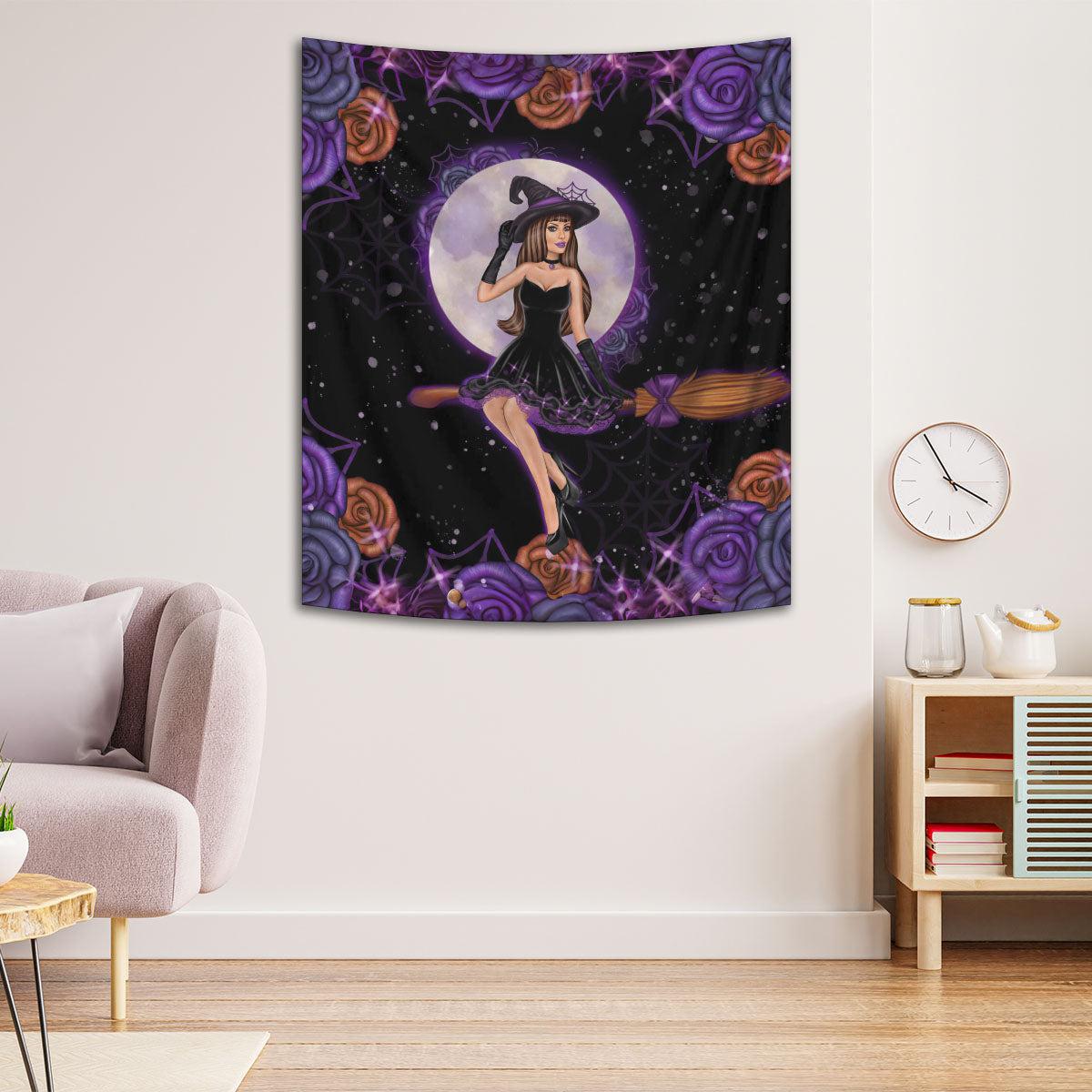 Halloween Witch Tapestry Gothic Wall Hanging-MoonChildWorld