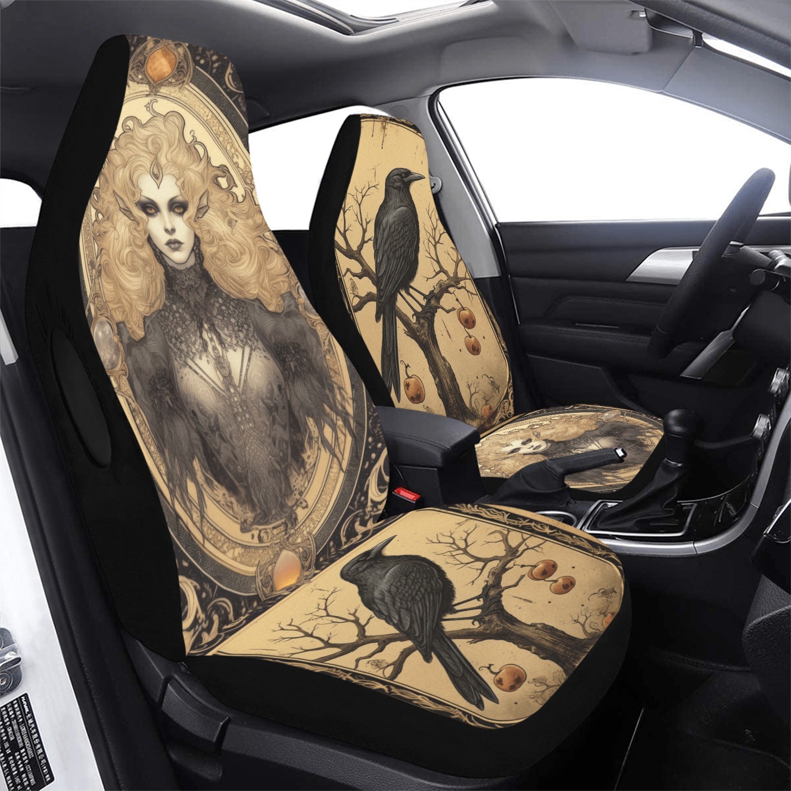 Halloween Witch Gothic Raven Car Seat Covers-MoonChildWorld