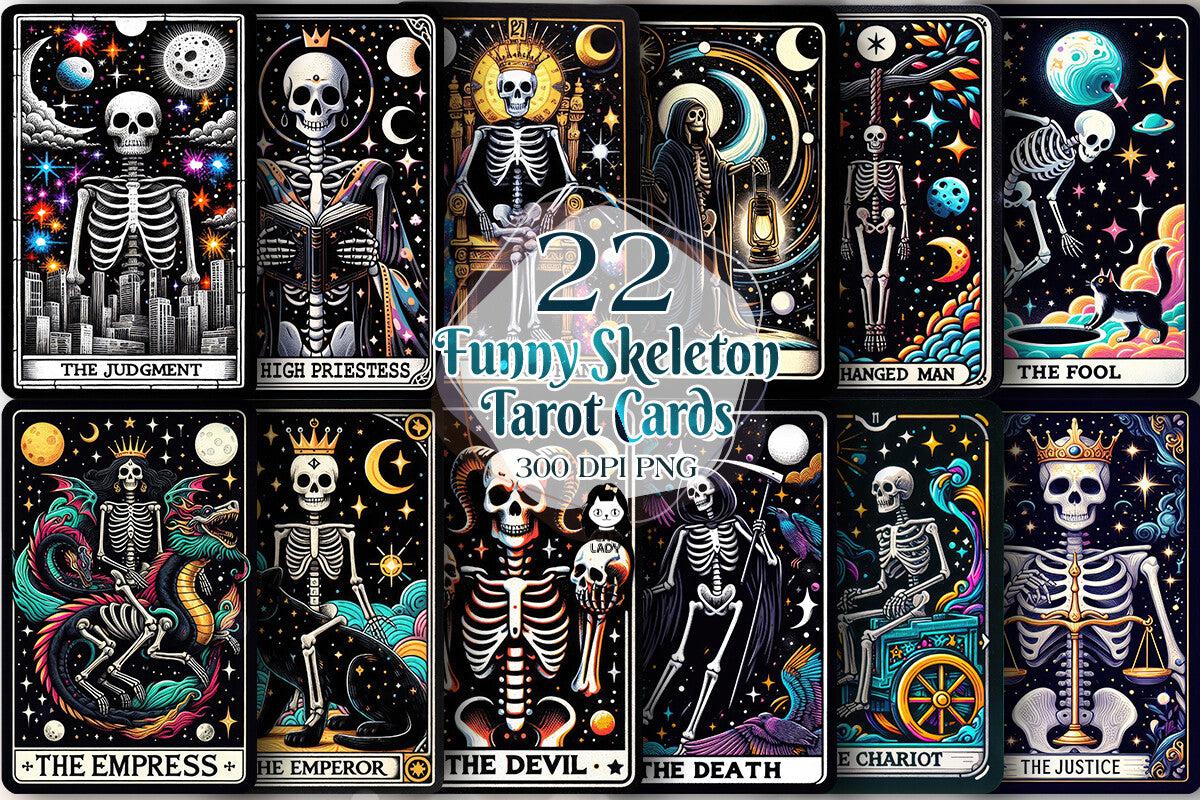 22 Funny Skeleton Tarot Card Digital File-MoonChildWorld