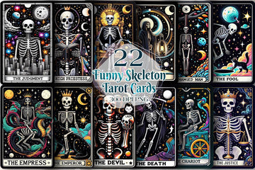 22 Funny Skeleton Tarot Card Digital File-MoonChildWorld
