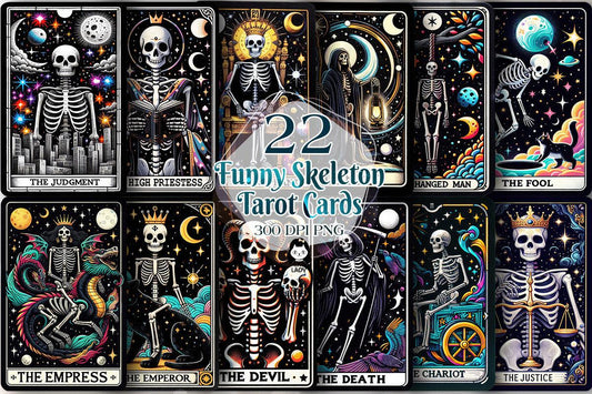 22 Funny Skeleton Tarot Card Digital File-MoonChildWorld