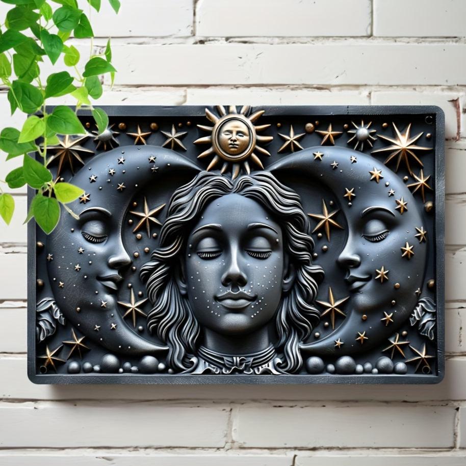 Luna Goddess Metal Sign Sun Moon Goddess Wall Art Celestial Wall Decor-MoonChildWorld