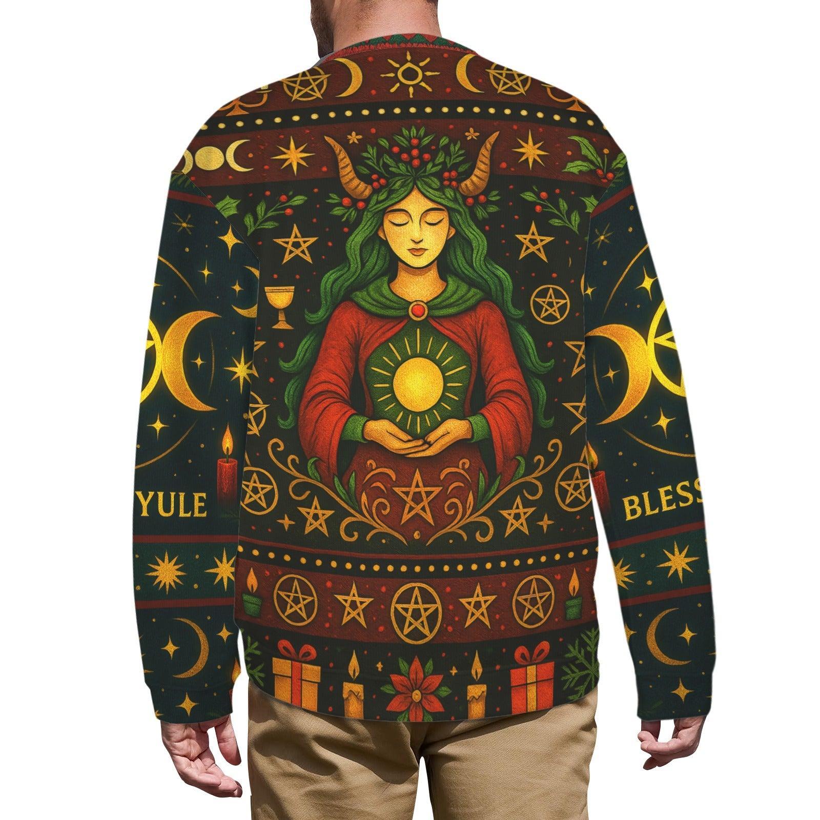 Triple Moon Pagan Christmas Sweatshirt Blessed Yule Goddess Sweater-MoonChildWorld