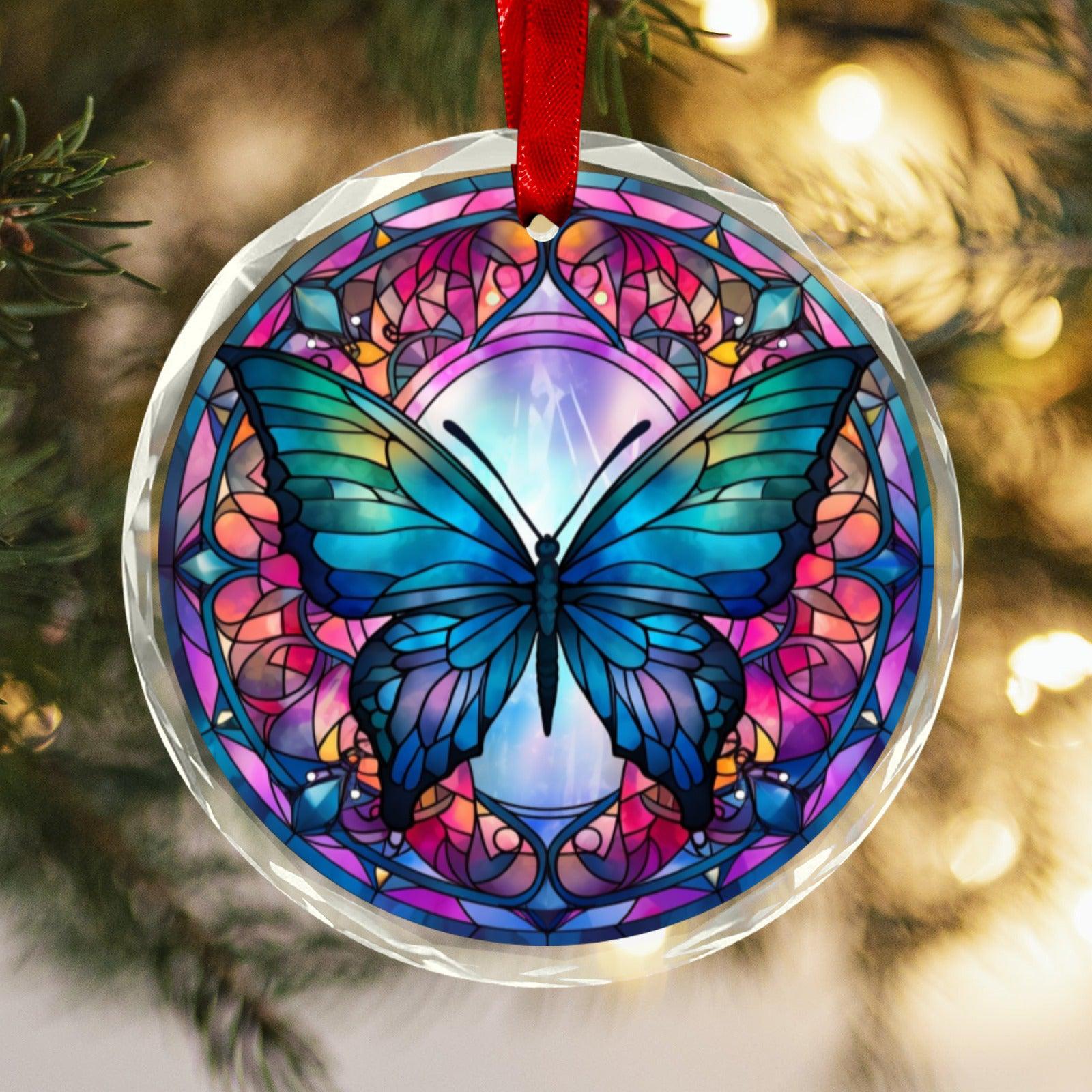 Spirit Butterfly Glass Christmas Ornament-MoonChildWorld