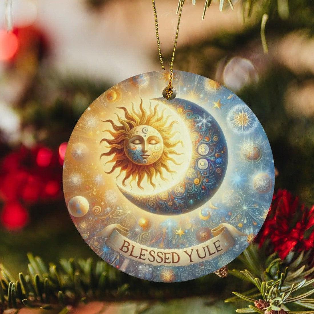 Moon Sun Ceramic Christmas Ornament for Yule Tree Decorations-MoonChildWorld