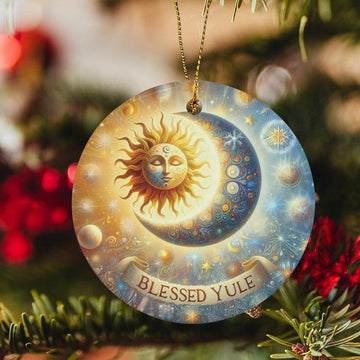 Moon Sun Ceramic Christmas Ornament for Yule Tree Decorations-MoonChildWorld