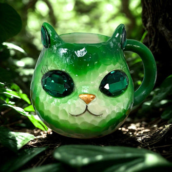 Mineral Crystal Resin Cat Coffee Cup Witchy Cat Mug for Cat Lover
