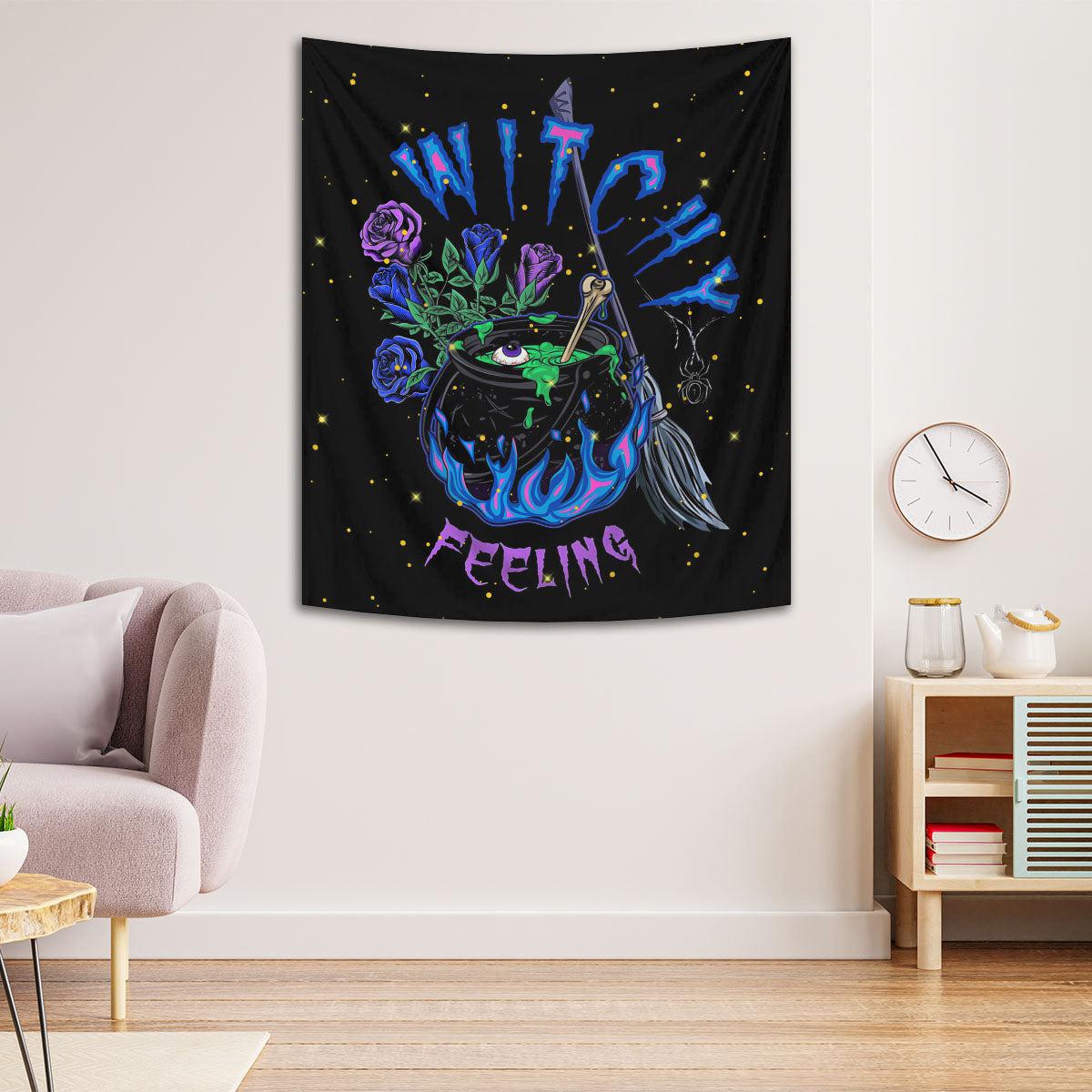 Cauldron Halloween Tapestry Witchy Wall Hanging-MoonChildWorld