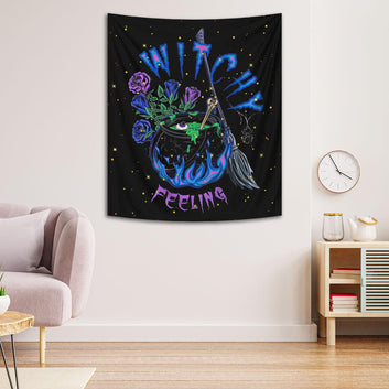 Cauldron Halloween Tapestry Witchy Wall Hanging