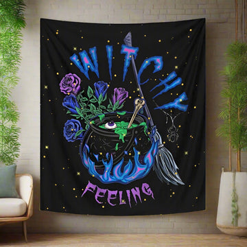 Cauldron Halloween Tapestry Witchy Wall Hanging-MoonChildWorld