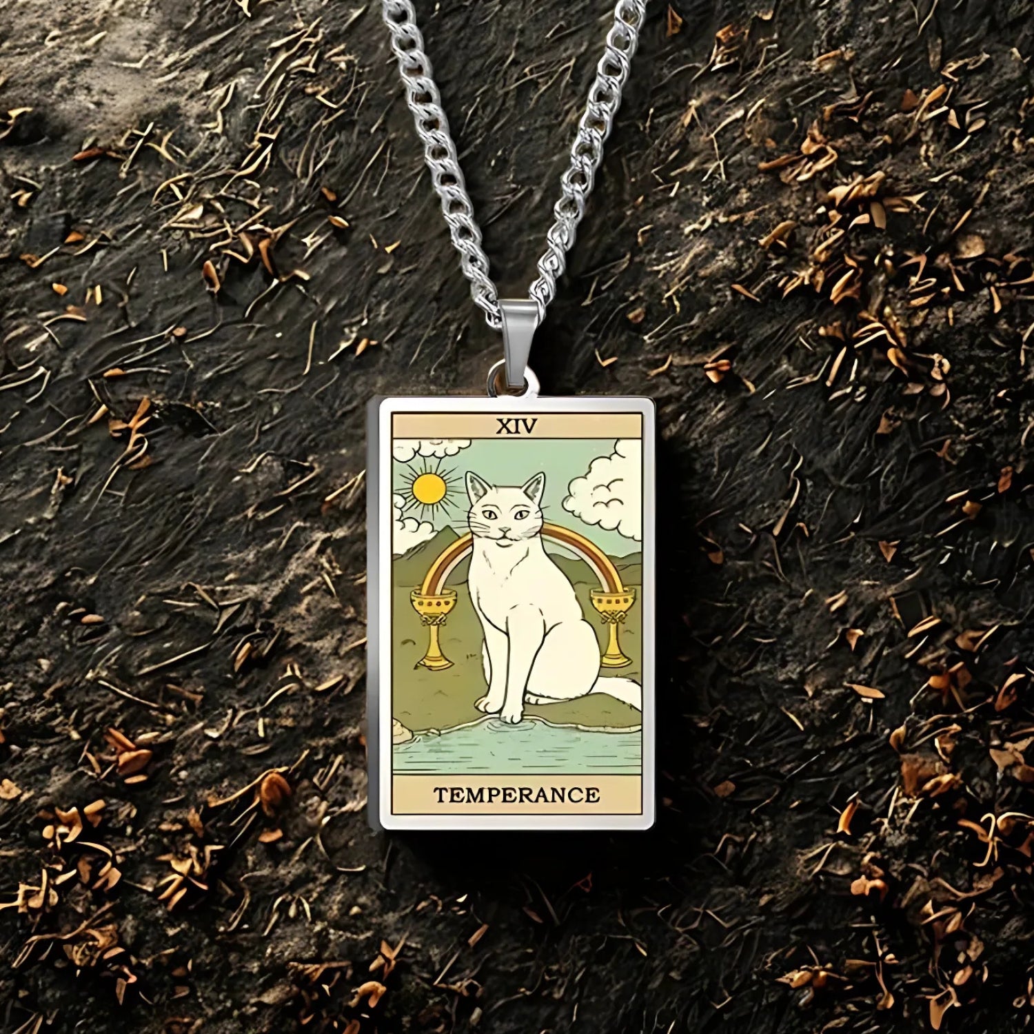 Occut Cat Tarot Card Wiccan Necklaces Cats Rules The Earth Magic Tarot Card Witch Jewelry-MoonChildWorld