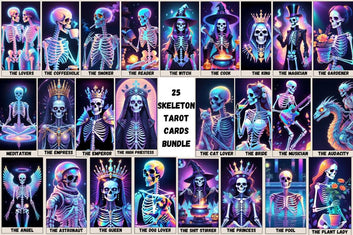 25 The Witch Skeleton Tarot Cards Digital File-MoonChildWorld