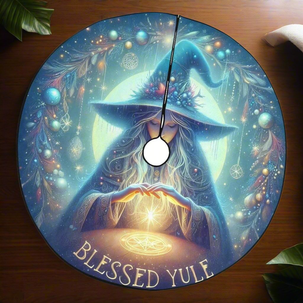 Mystic Witch Christmas Tree Skirt for Yule Decor-MoonChildWorld