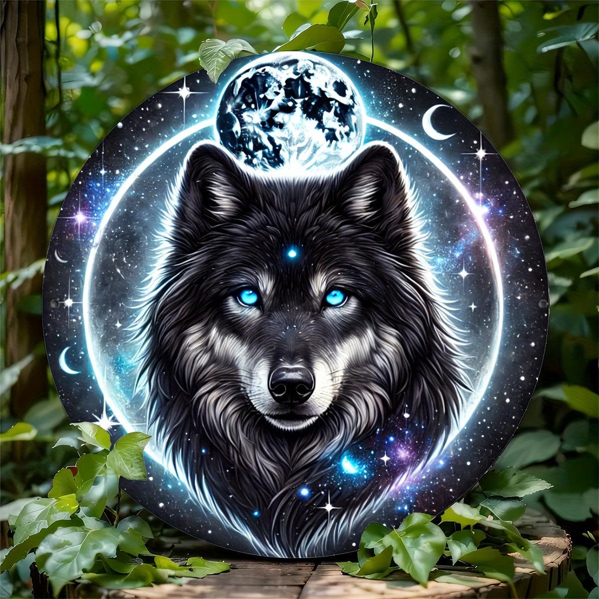 Moon Wolf Metal Sign Spirit Wolf Wall Art Christmas Home Decor-MoonChildWorld