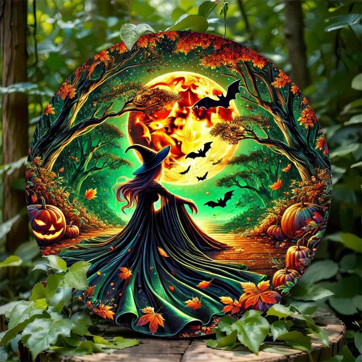 Moonlight Witch Metal Sign Halloween Wall Art-MoonChildWorld