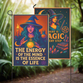 Witch of Light and Wisdom Garden Flag and House Flag for Wiccan Outdoor Decor
