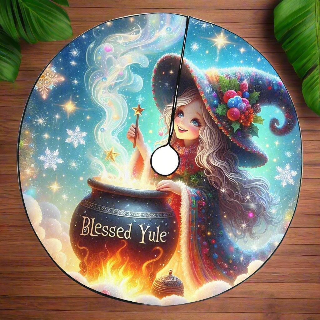 Witch Christmas Tree Skirt for Yule Decorations-MoonChildWorld