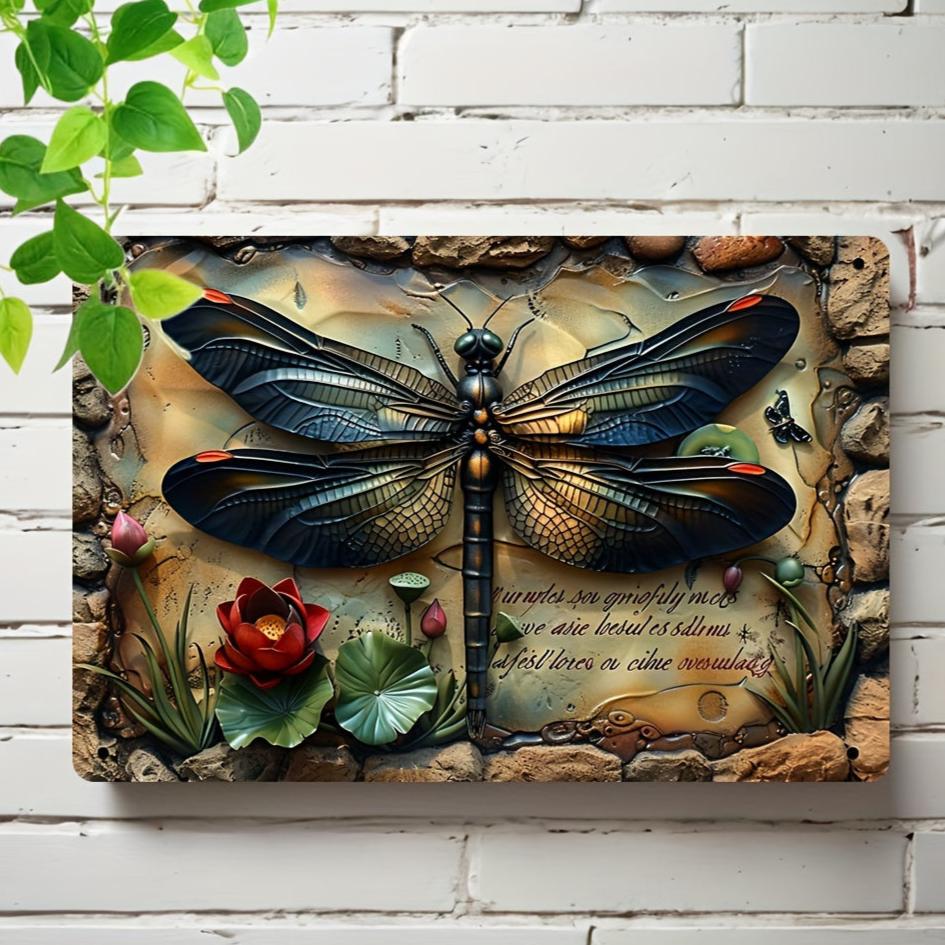 Vintage Dragonfly Wall Decor Dragonfly Metal Sign Insect Home Decor-MoonChildWorld