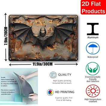 Gothic Bat Wall Sign Halloween Bat Metal Tin Sign