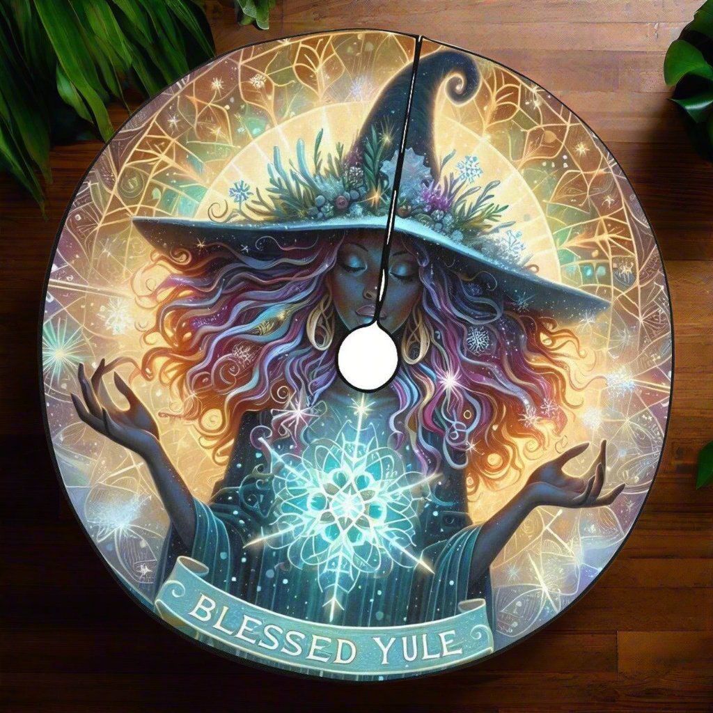 Mystic Witch Christmas Tree Skirt for Yule Decor-MoonChildWorld