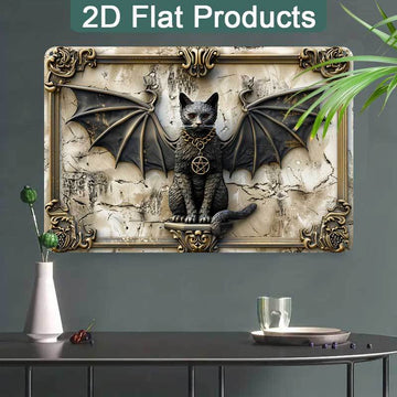 Gothic Demon Cat Wall Art Wicca Black Cat Metal Sign Witchcraft Wall Decor-MoonChildWorld