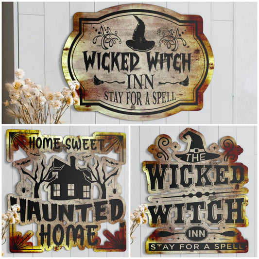 Halloween Witch Metal Sign