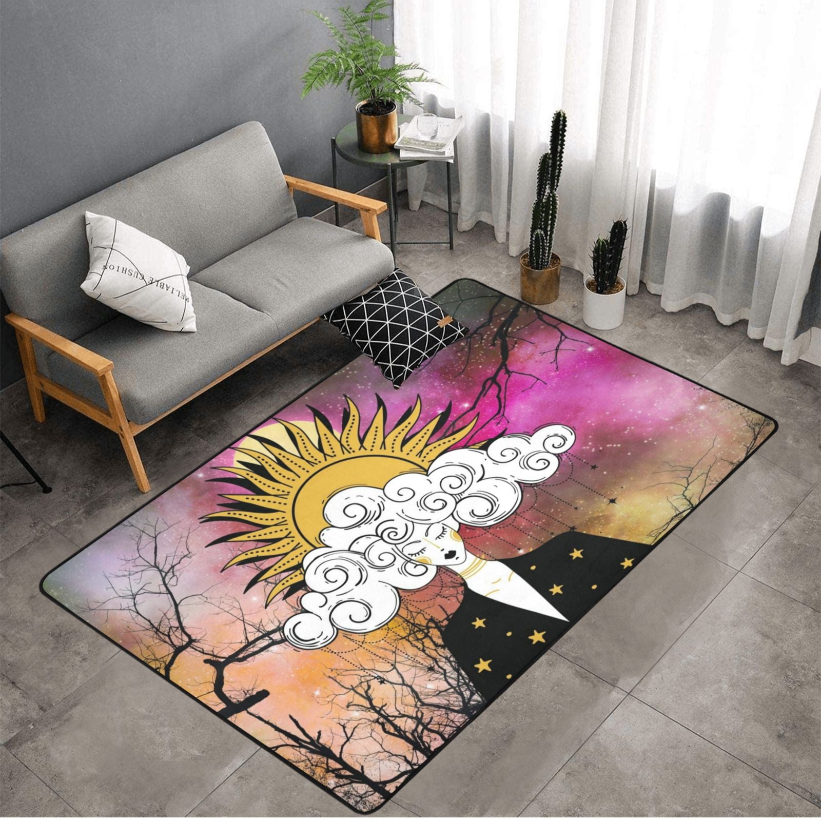 Sun moon goddess Area rug-MoonChildWorld