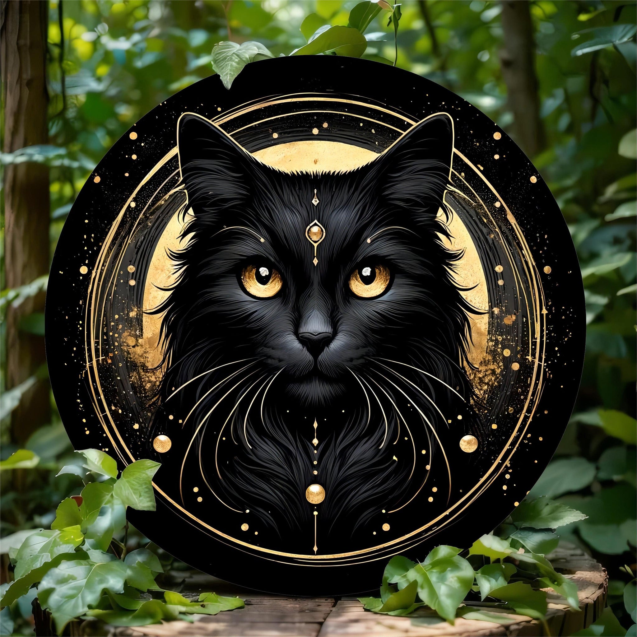 Mystical Black Cat Metal Sign Occult Cat Home Decor-MoonChildWorld