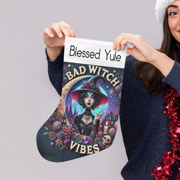 Gothic Witch Christmas Stocking for Yule Decorations