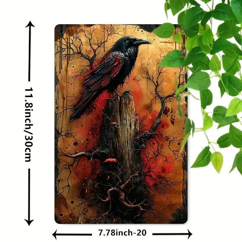 Black Raven Wall Hanging Gothic Crow Wall Art-MoonChildWorld