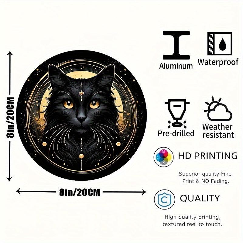 Mystical Black Cat Metal Sign Occult Cat Home Decor-MoonChildWorld