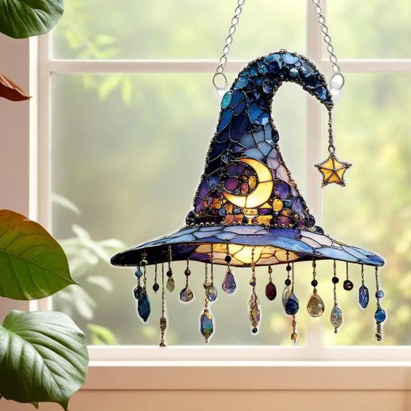 2D Witch Hat Hanging Ornament Witchy Halloween Acrylic Suncatcher-MoonChildWorld