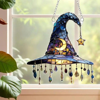 2D Witch Hat Hanging Ornament Witchy Halloween Acrylic Suncatcher-MoonChildWorld