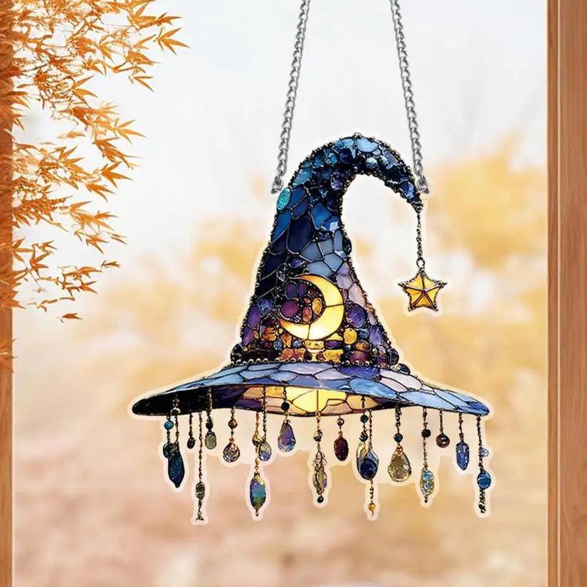 2D Witch Hat Hanging Ornament Witchy Halloween Acrylic Suncatcher-MoonChildWorld