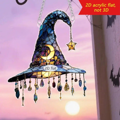 2D Witch Hat Hanging Ornament Witchy Halloween Acrylic Suncatcher-MoonChildWorld