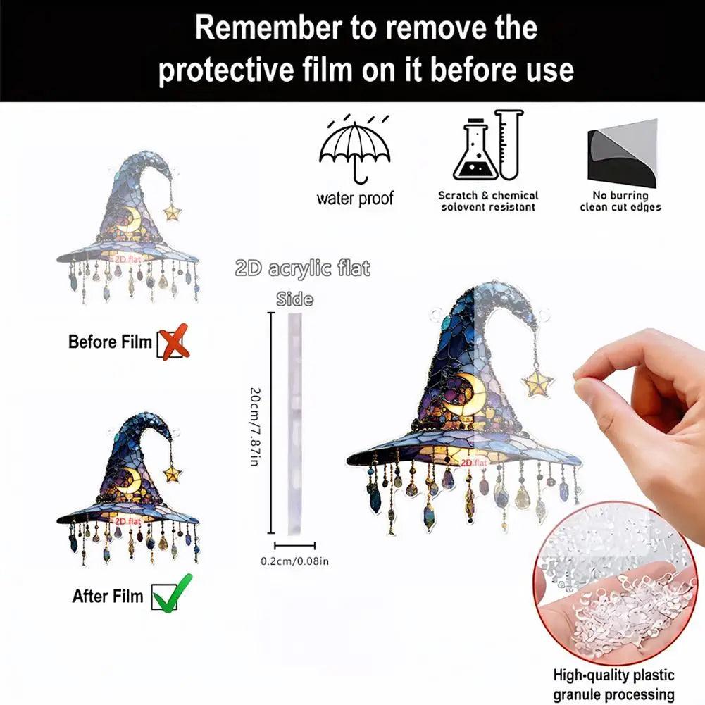 2D Witch Hat Hanging Ornament Witchy Halloween Acrylic Suncatcher-MoonChildWorld