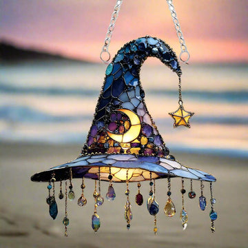 2D Witch Hat Hanging Ornament Witchy Halloween Acrylic Suncatcher-MoonChildWorld