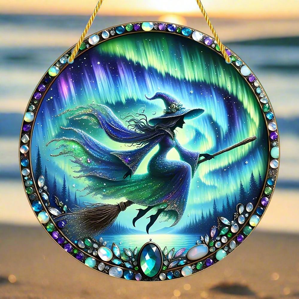 Aurora Witch Acrylic Sign Witch Window Decor Gorgeous Witch Suncatcher-MoonChildWorld